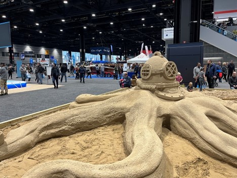 sand castle at a boat show display